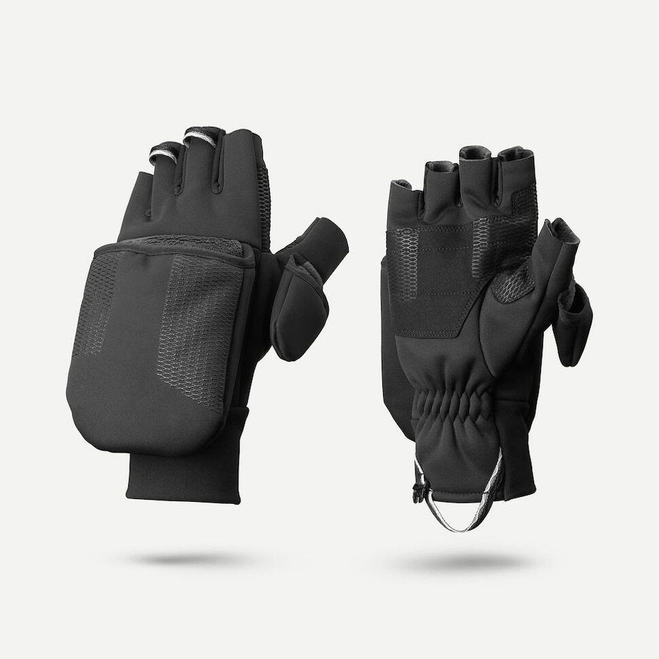 image 1 of Decathlon Adults’ Warm & Windproof Trekking Mittens, MT900 - Black