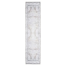 KUKOON Greige Vintage Medallion Non Slip Washable Low Pile Runner Rug 80cm x 300cm