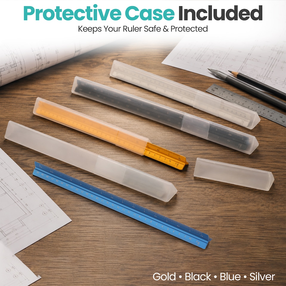 image 1 of 30cm Aluminium Triangular Ruler with 6 Precision Scales - 1pc