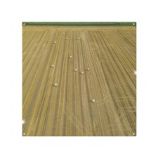 Straw bales of wheat lying on harvested field Designer Splash Back | White