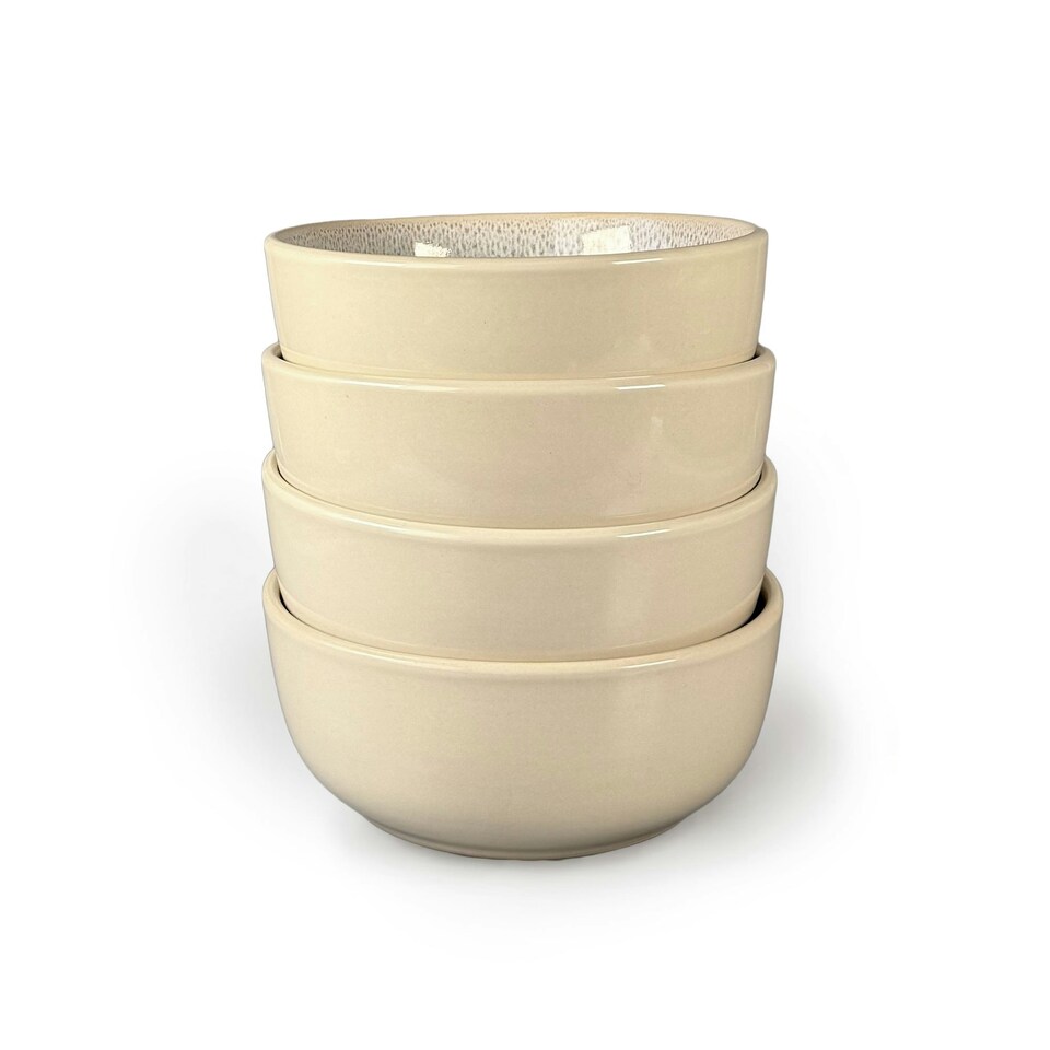 image 1 of Scandi Home Set of Four Stockholm 17cm Oatmeal Artisan Glaze Ceramic Cereal Bowls Cream