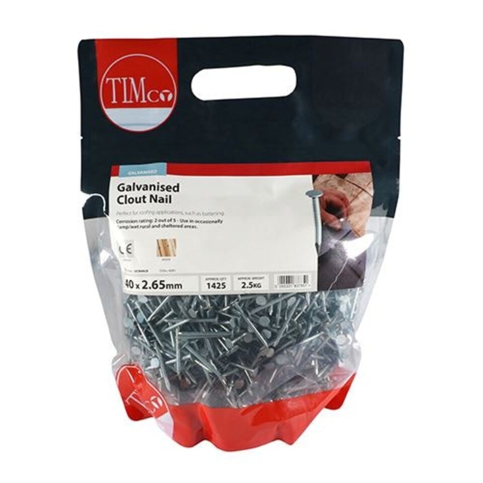 image 1 of Timco - Clout Nail - Galvanised (Size 40 x 2.65 - 2.5 Kilograms)