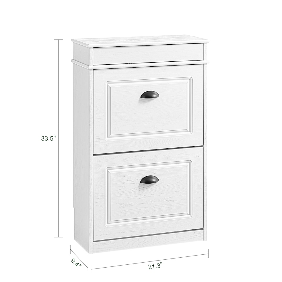 image 1 of SoBuy FSR78-WG,Shoe Rack Storage Cabinet with 2 Flip Drawers | White | White-glossy | 1