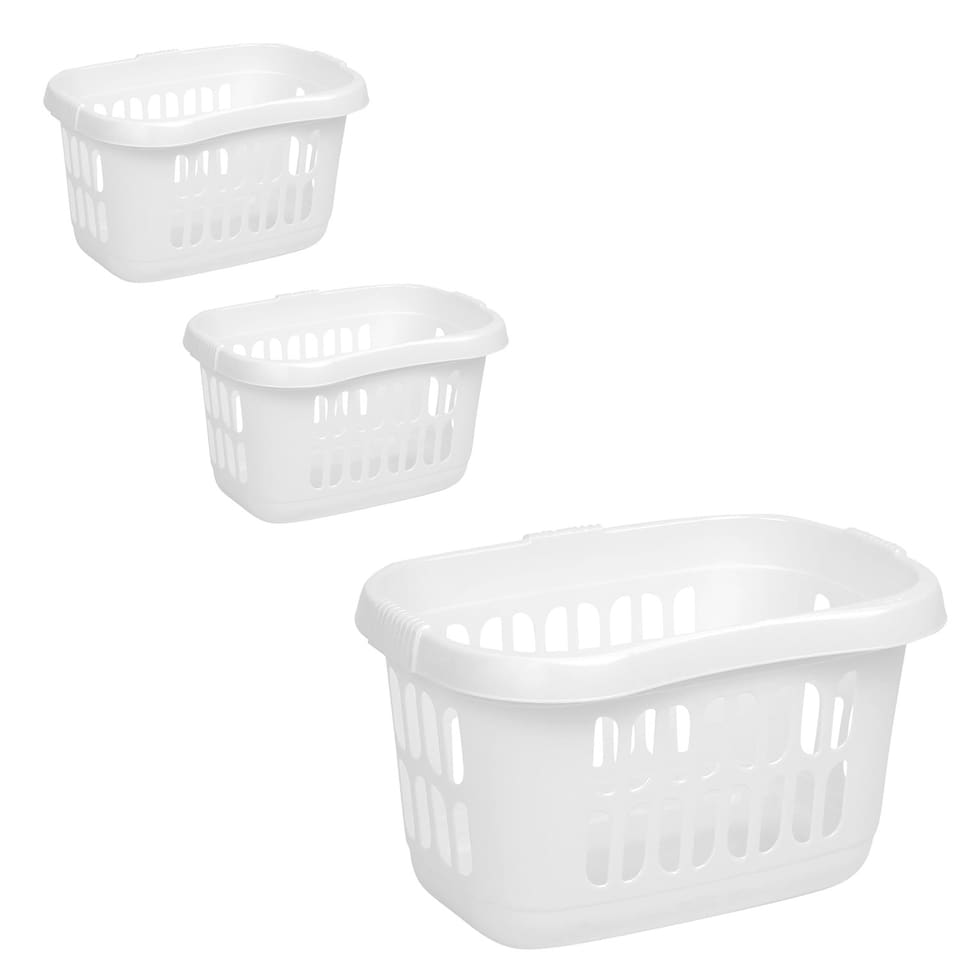 image 1 of 2 x Ice White Plastic Laundry Utility Hipster Baskets For Transporting Washing Clothes White