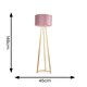 image 3 of ValueLights Lottie Natural Wood Tripod Floor Lamp with Blush Pink Velvet Drum Shade and LED Bulb