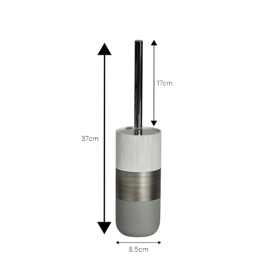 image 1 of Showerdrape Luxe Grey/White Toilet Brush & Holder | Multi | White | 1