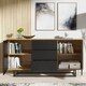 image 3 of Sideboard Cabinet Chest of Drawers Storage Cabinet Oak Black Industrial Loft 140cm