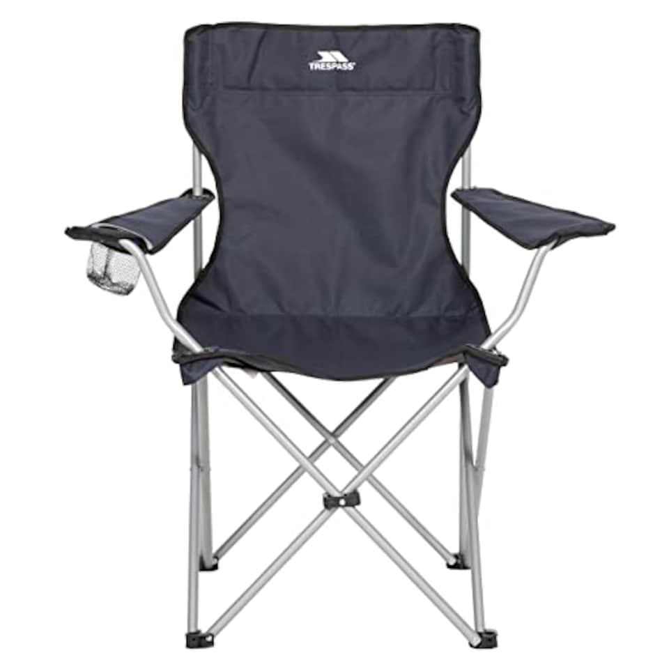 image 1 of Trespass Folding Chair Cup Holder Fishing Camping Garden Picnic Seat Settle