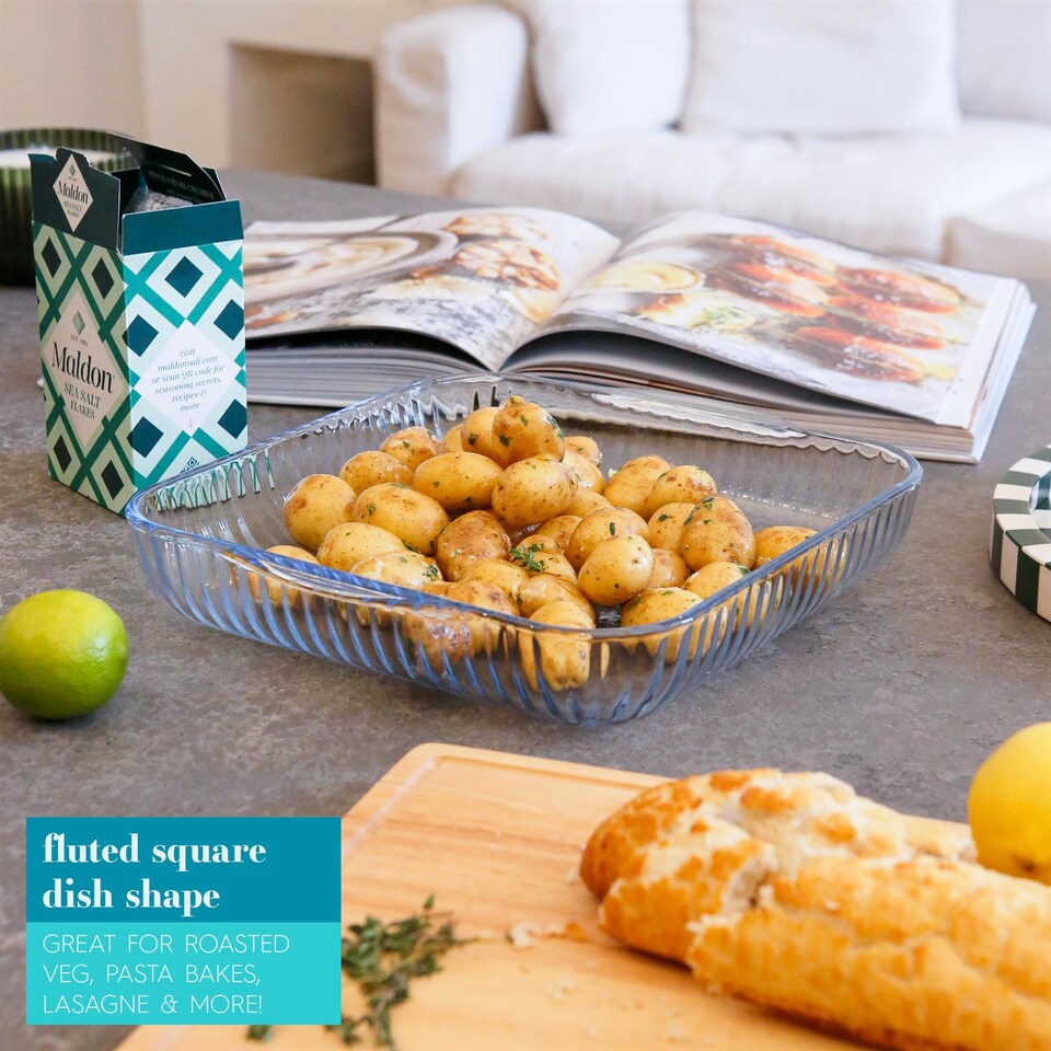 image 1 of Argon Tableware 2pc Optical Square Glass Oven Dish Set - 2 Sizes | Clear | Clear | 2 Sizes