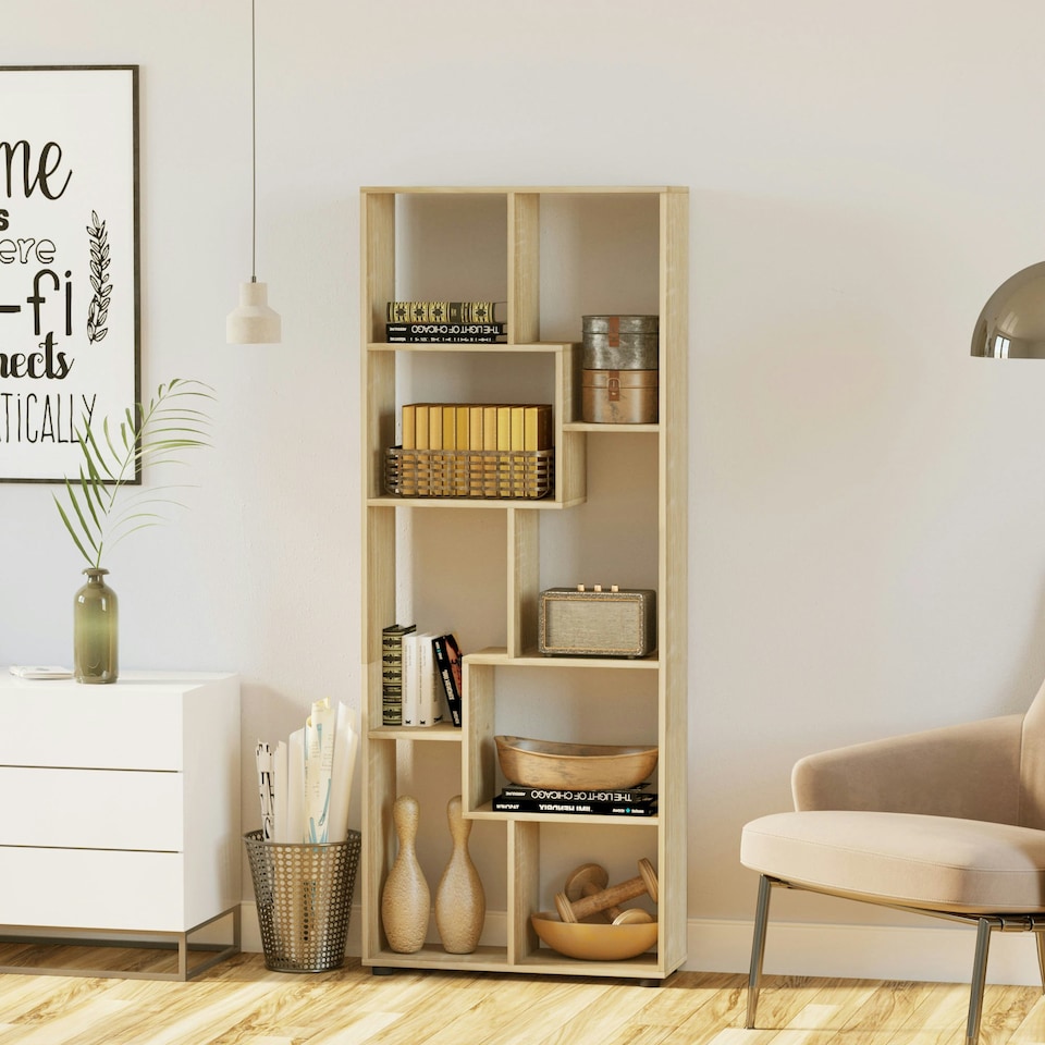 image 1 of HOMCOM Multipurpose 8-Grid Bookshelf Shelf, Bathroom, Kitchen