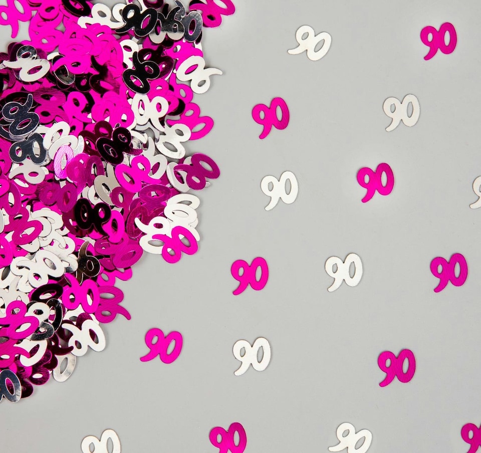 image 1 of 90th Birthday Confetti Pink & Silver 4 pack x 14 grams birthday decoration Foil Metallic 4 pack