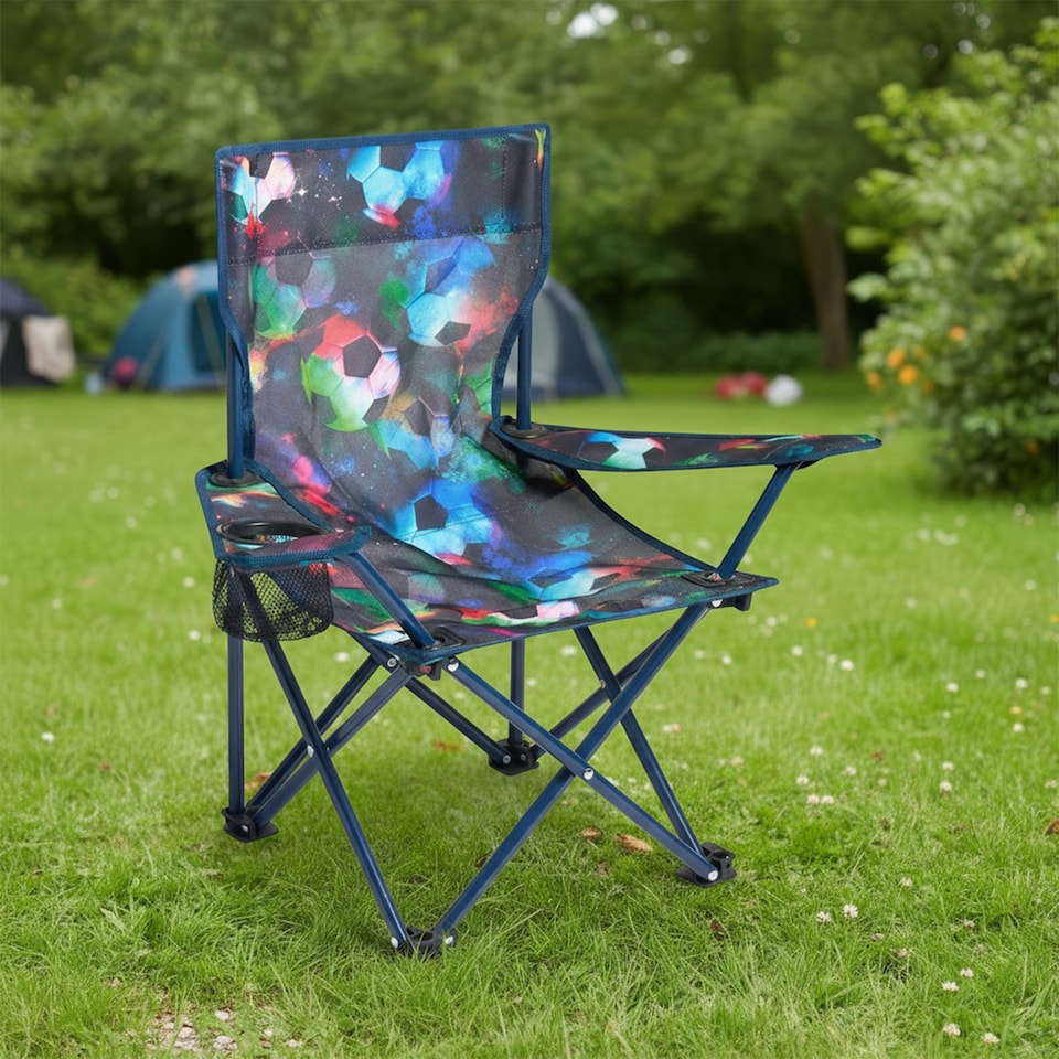 image 1 of OHS Kids Football Camping Chair Folding Garden Outdoor Picnic Seat | Multi | Neon