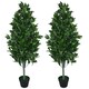 image 6 of 120cm (4ft) Artificial Topiary Bay Tree Pyramid Cone - Extra Large | Green | 4ft