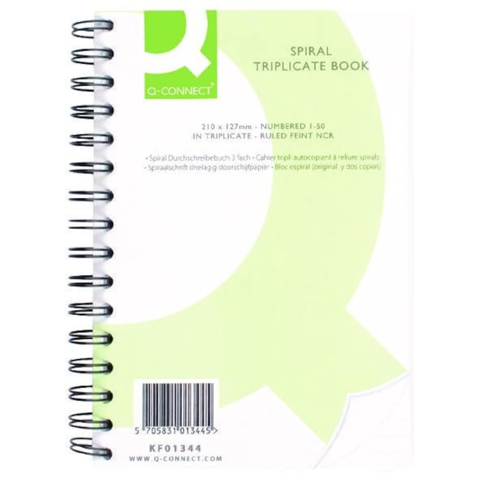 image 1 of Feint Ruled Wirebound Triplicate Book 210x127mm