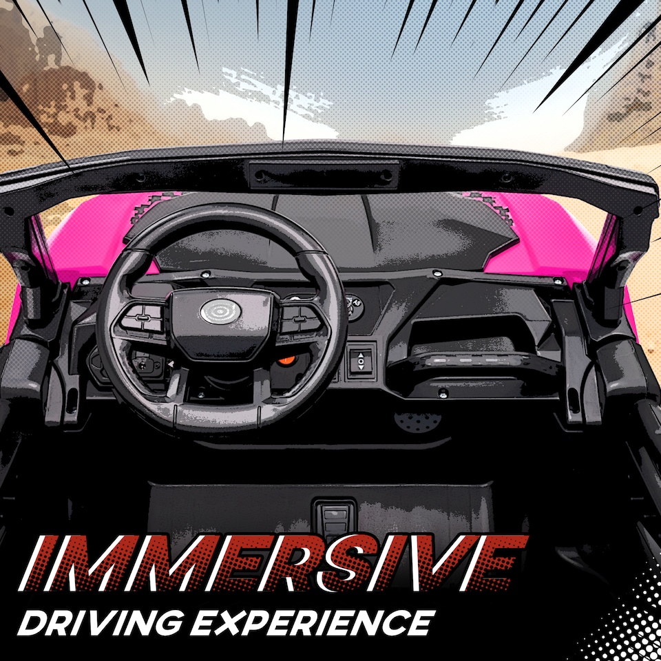 image 1 of AIYAPLAY 24V Electric Ride on Car, 2-Seater Electric Car for Kids with Remote Control, Light, Bluetooth, Soft Start, Suspension Spring, 2 Motors Children Ride on Toy UTV Truck | Pink