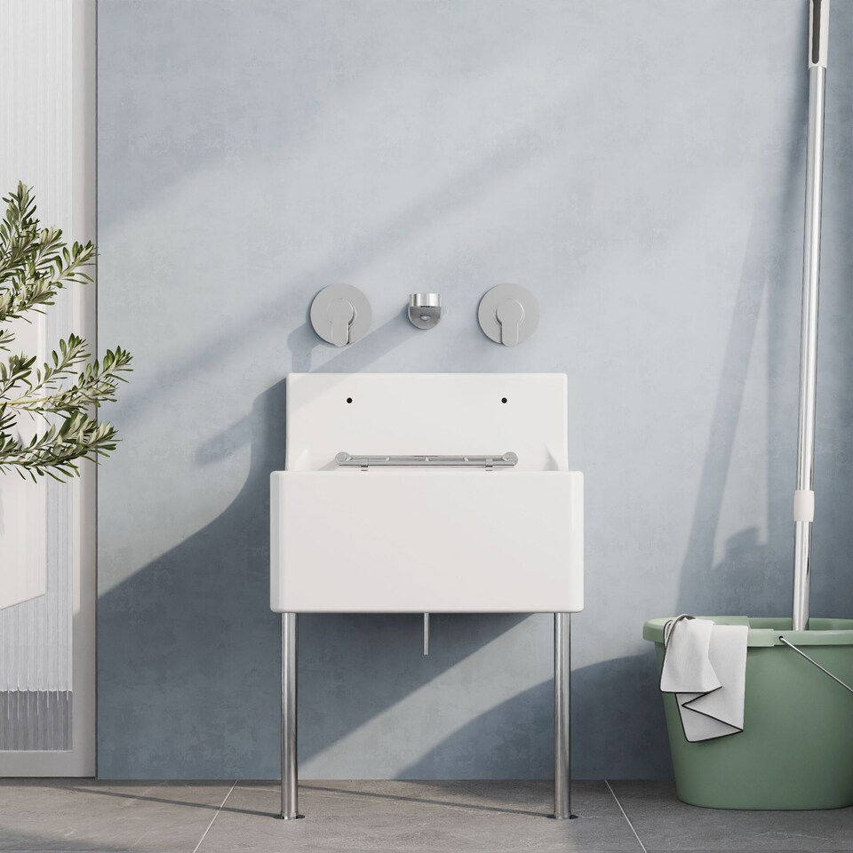 image 1 of Traditional Fireclay Cleaner Kitchen Sink with Waste | White | White