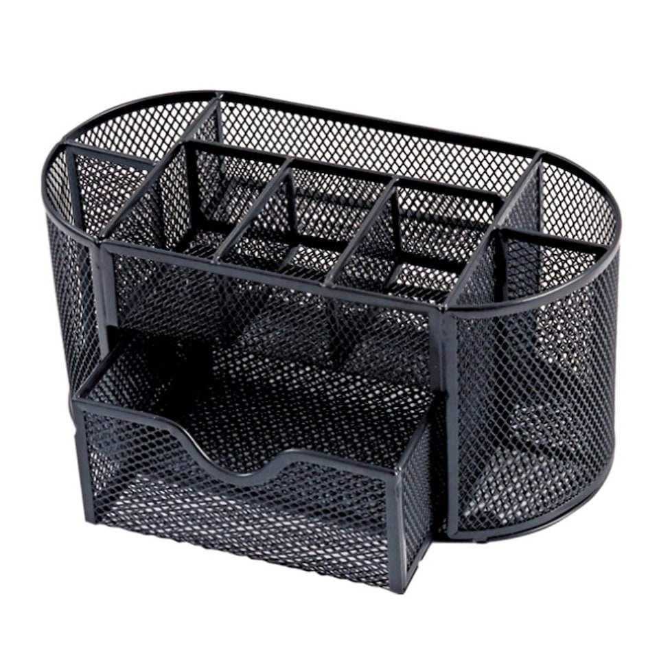 image 1 of 9 Compartment Wire Mesh Desktop Organiser