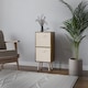 image 2 of Rustic Brown 2-Tier 2-Drawer Cube Shelving Unit with Scandinavian Legs | Cream | Cream & Pine | 1