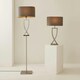 image 6 of ValueLights Katniss Large Silver Chrome Metal Floor Lamp with a Grey Fabric Oval Lampshade - Bulb Included Silver