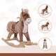 image 7 of HOMCOM Kids Children Plush Rocking Horse Wooden Base Ride On Toy Rocker with Handle Grip Traditional Toy Fun Gift for Age 3 Plus (Brown & White)