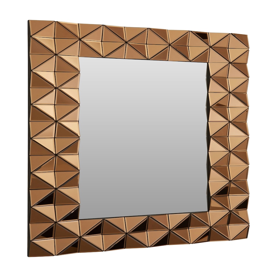 image 1 of Interiors by Premier Luxurious Geomatric Copper Wall Mirror, Sunburst Design Wall Mirror For Bedroom, Indoor Accent Mirror Gold