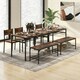 image 7 of COSTWAY 4-piece Dining Set Table with Chairs & Bench Brown Brown