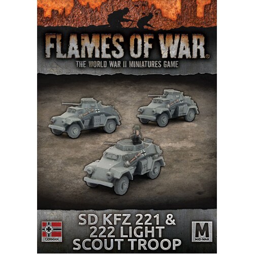 Flames of War: Sd KfZ 221 and 222 Light Scout Troop - Brand New