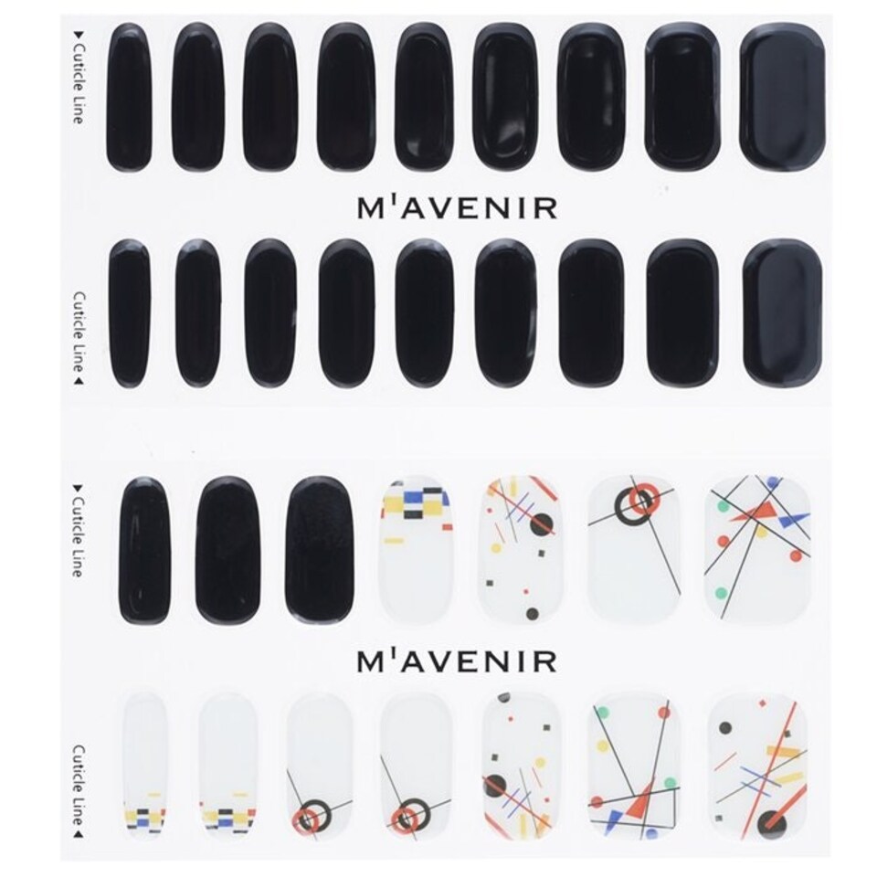image 1 of Nail Sticker (black) - # Kandinsky Segment Nail - 32pcs Black