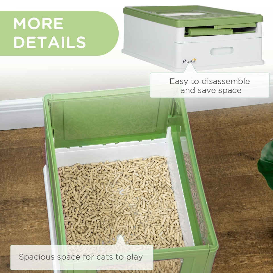 image 1 of PawHut Hooded Cat Litter Box, Pet Toilet w/ Scoop, Tray - Light Green