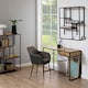 image 3 of Seaford Black Metal Wide Wall Shelf with 3 Additional Oak Shelves