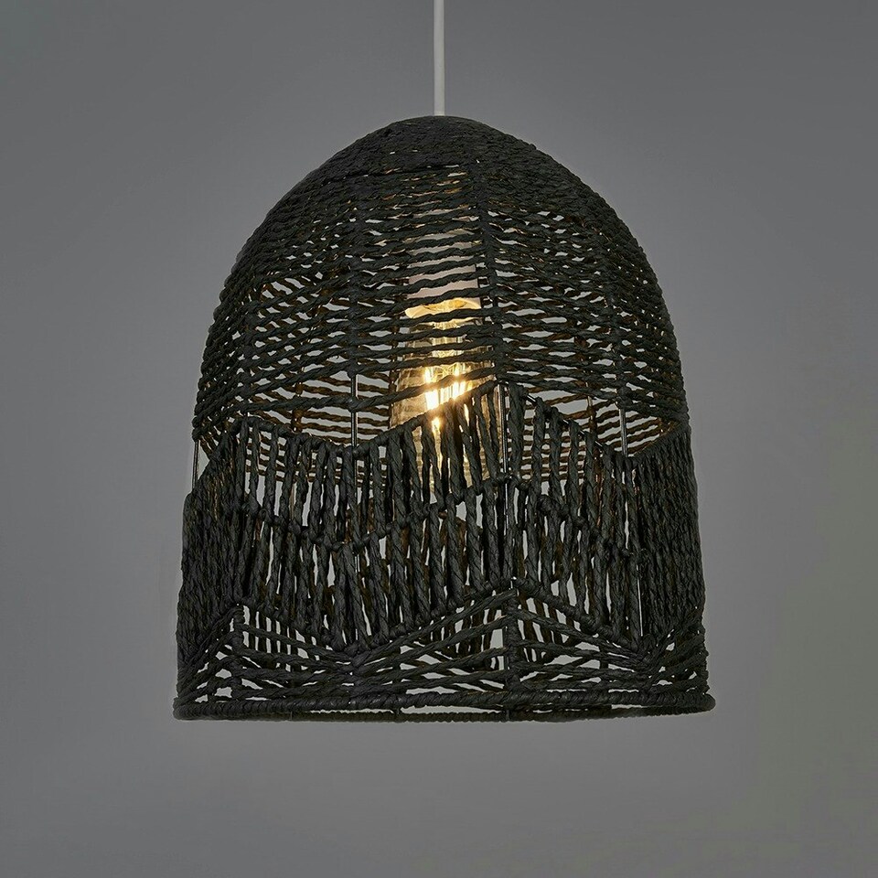 image 1 of ValueLights Rustic Black Woven Rope Bird Cage Ceiling Pendant Light Shade