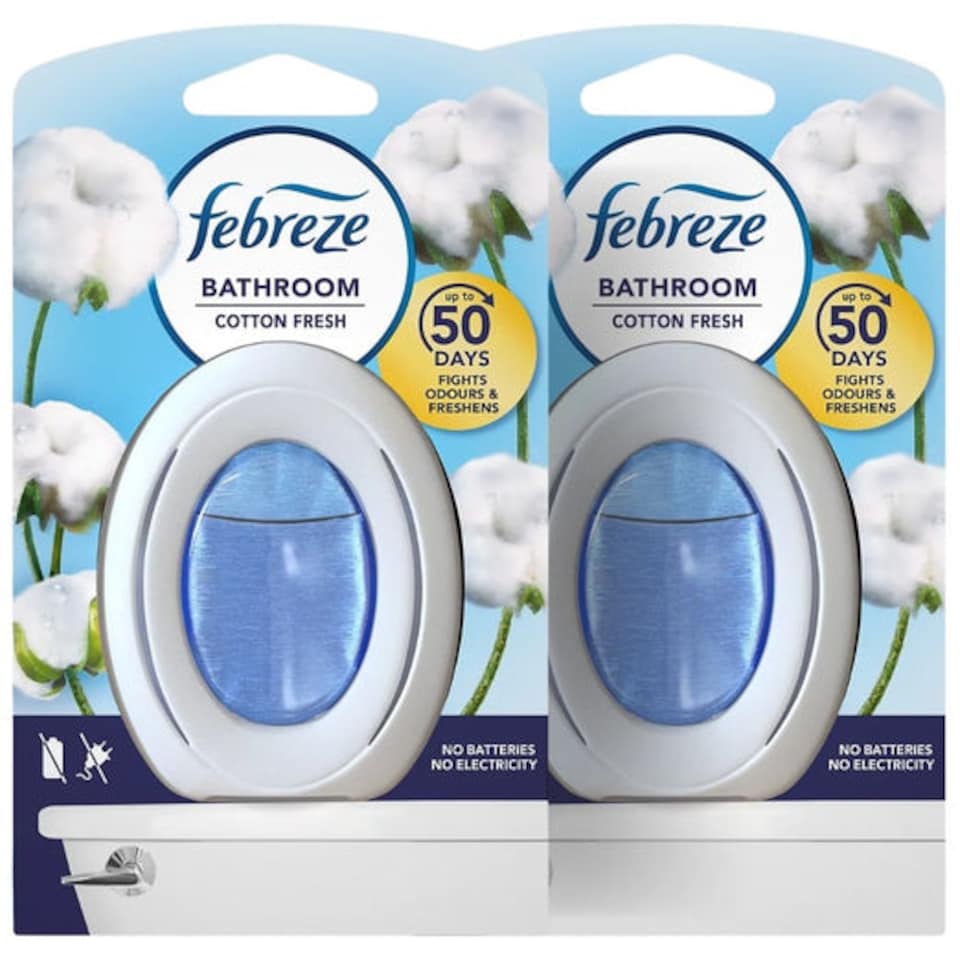 Febreze | Cotton Fresh Bathroom Air Freshener 7.5ml | 7.5ml x 2 Pack