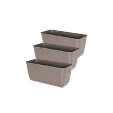 Rato Rattan Design Plant Pots Rectangle Planter Large | Cream | Beige & Set of 3 | 3