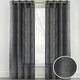 image 1 of Pair of Crete Charcoal Linen Look Voile Panels 183 cm (72 inch) Eyelet Panels for Bedroom and Living Room