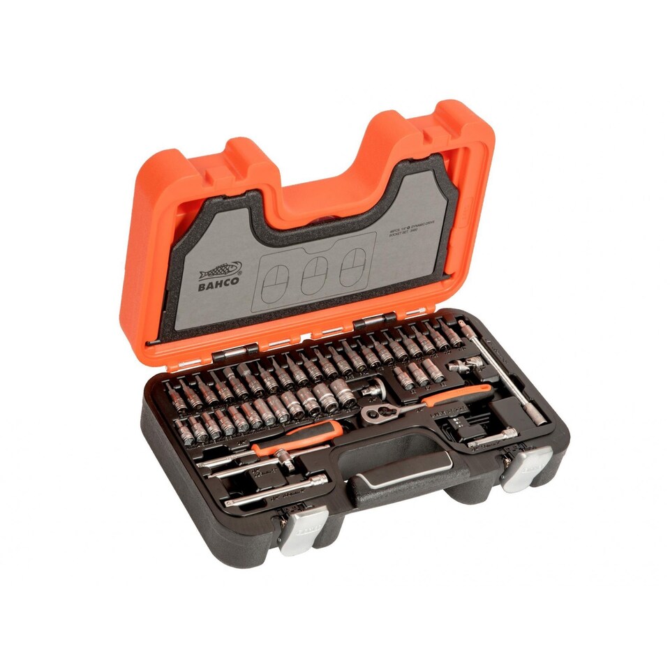 image 1 of Bahco S460 1/4in Drive Socket Set, 46 Piece | Chrome | matt chrome-plated | One Size | 1