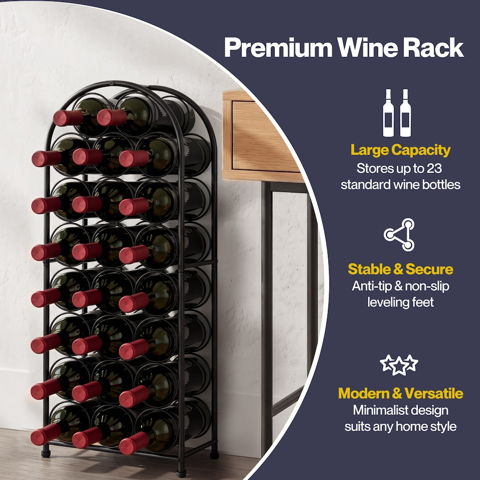 image 1 of Levede Wine Rack 23 Bottles Freestanding Storage Organiser Stand Home Black