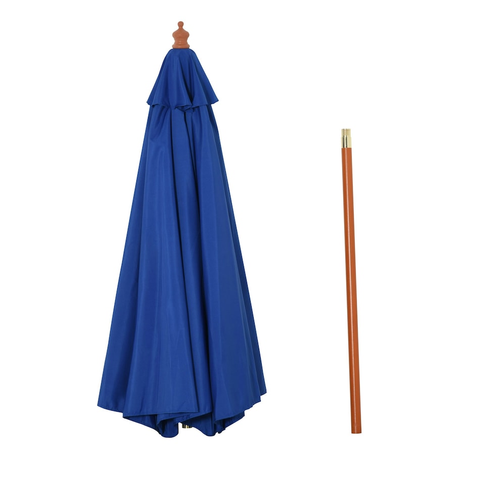 image 1 of Outsunny 2.5m Wooden Garden Parasol Outdoor Umbrella Canopy w/ Vent Blue