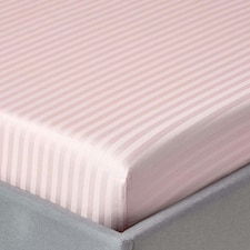 Homescapes Pink Egyptian Cotton Satin Stripe Fitted Sheet 330 TC, King | Pink | King
