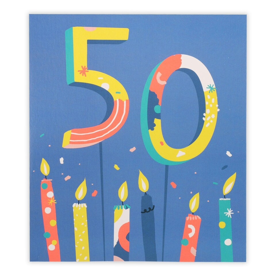 image 1 of 50th YOLO Birthday Card Age 50 Candle