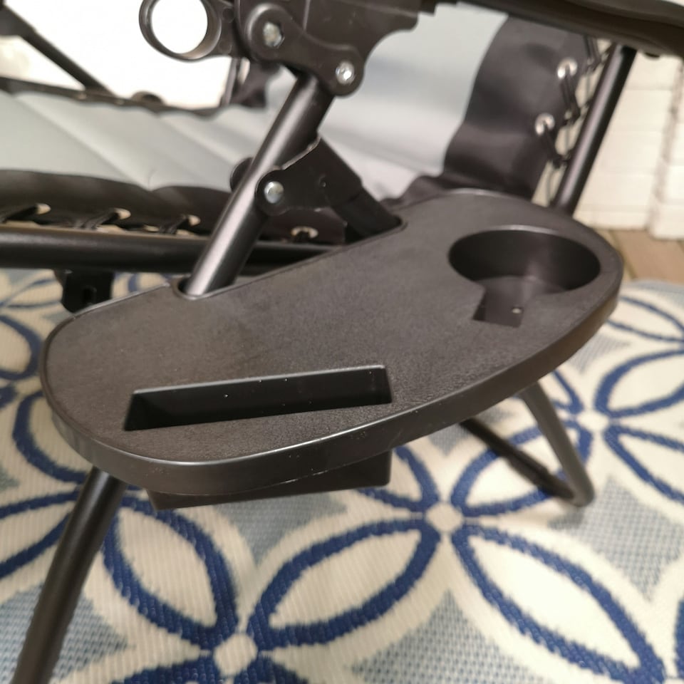 image 1 of Set of 2 Luxury Padded Multi Position Zero Gravity Garden Relaxer Chair Lounger in Grey & Black