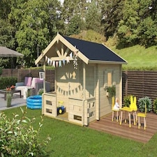 Lekstuga Lido-Log Cabin, Wooden Garden Room, Timber Summerhouse, Home Office - L270 x W330 x H210.9 cm Brown