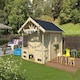 image 1 of Lekstuga Lido-Log Cabin, Wooden Garden Room, Timber Summerhouse, Home Office - L270 x W330 x H210.9 cm Brown