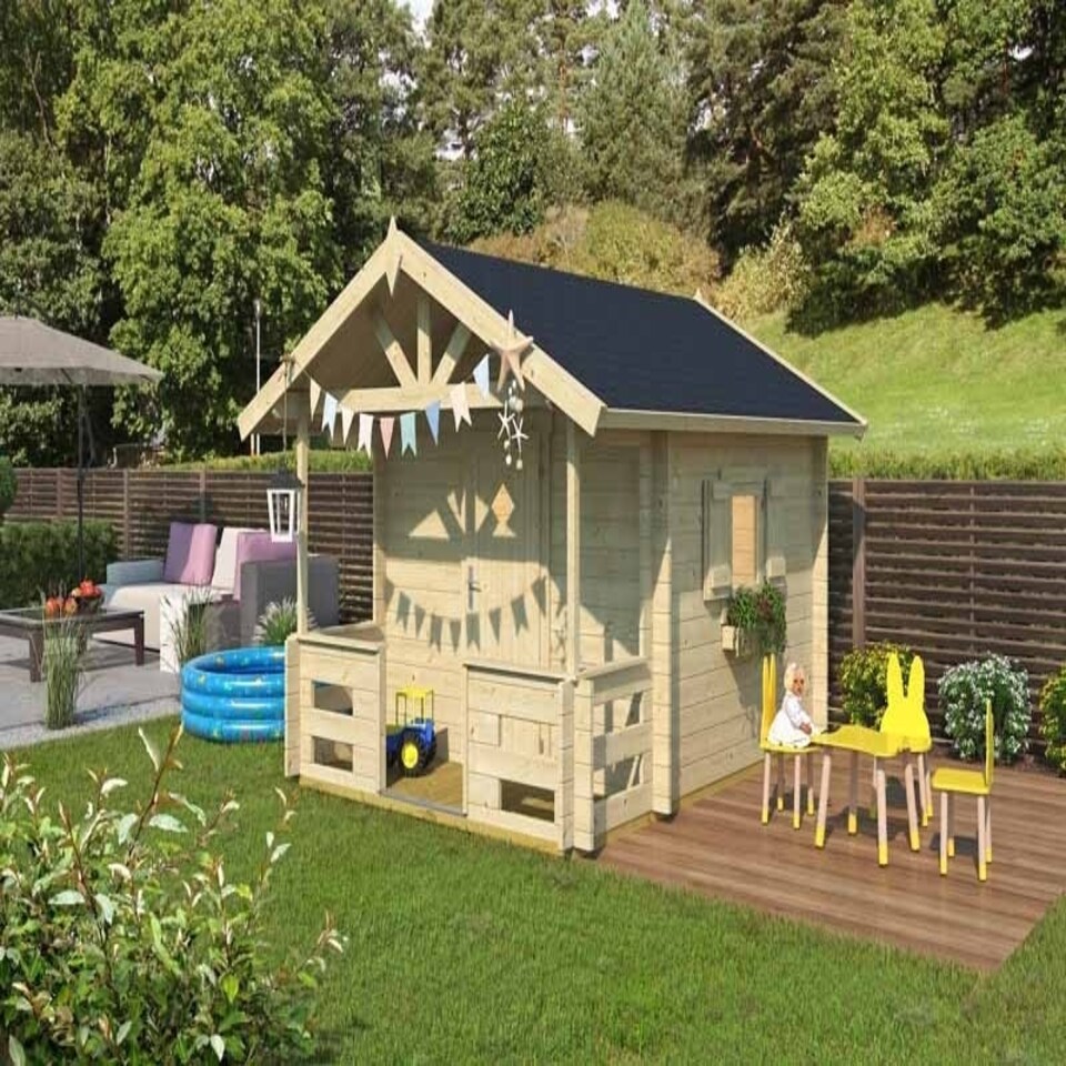 image 1 of Lekstuga Lido-Log Cabin, Wooden Garden Room, Timber Summerhouse, Home Office - L270 x W330 x H210.9 cm Brown