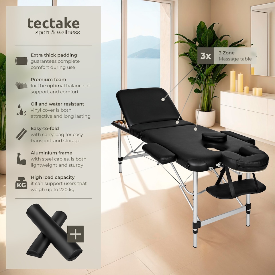 image 1 of Massage Table Set Massage Bench Massage Table Massage Bed Cosmetic Lounger Bag Bolsters Head And Armrests | Black | black | 1