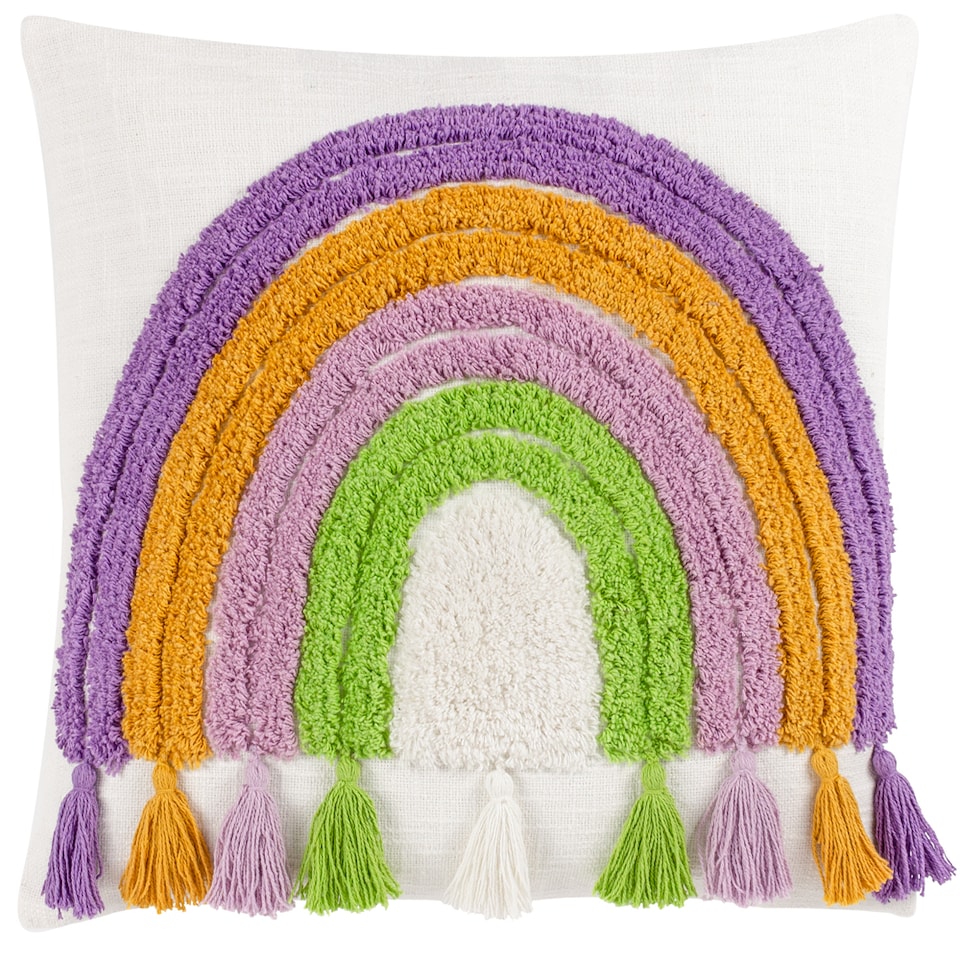 image 1 of Heya Home Rainbow Tassels Tufted Cushion