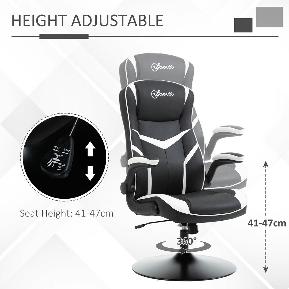image 1 of Vinsetto Racing Office Chair PVC Leather Computer Gaming Height Adjustable