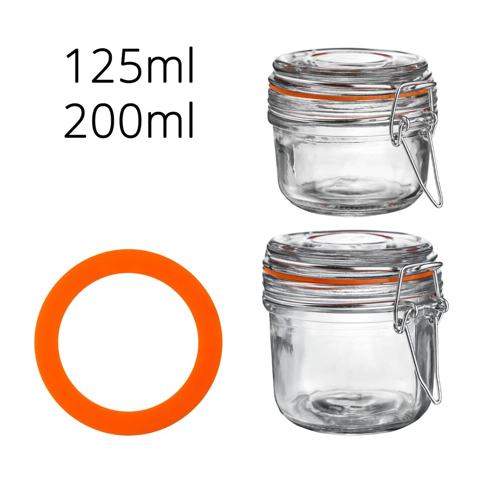 image 1 of Argon Tableware Glass Storage Jar Seals - Medium - Orange - Pack of 6