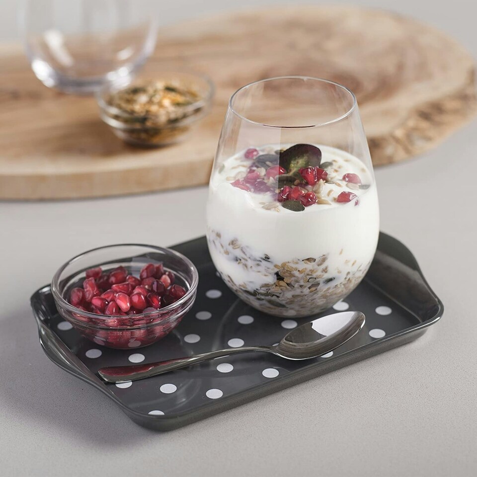 image 1 of Melamine Dotty Tray, Mini Grey | Dark Grey