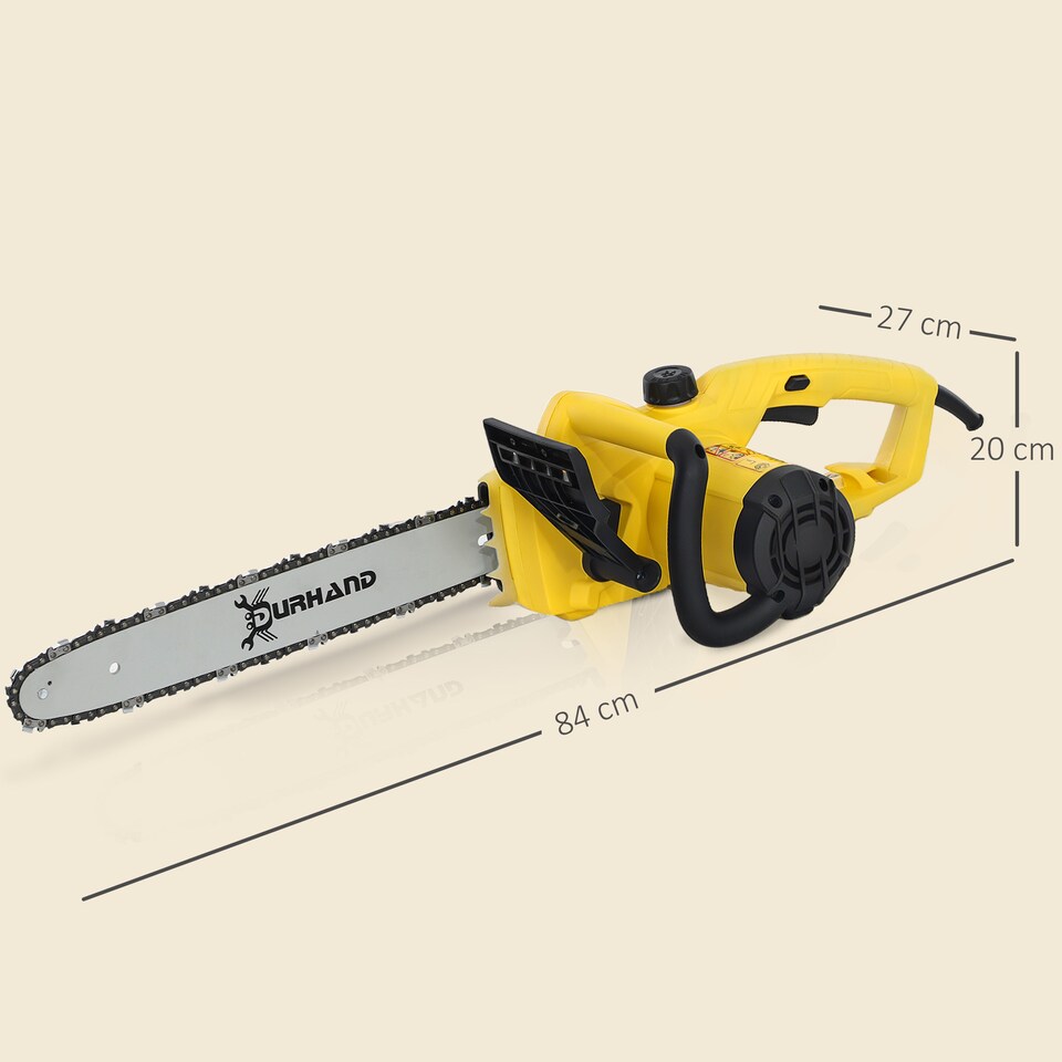 image 1 of DURHAND 2000W Powerful Electric Chainsaw, 16 Aluminium Blade Portable Corded Chain Saw, 7250rpm Chain Saw for Garden Tree Pruning, Auto Chain Lubrication to Cut Wood, Yellow