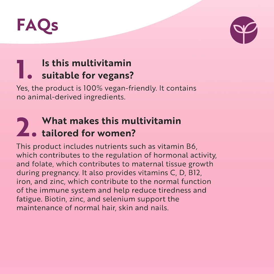 image 1 of Nutravita Multivitamin for Women - Essentials Womens Vitamins and Minerals with Hyaluronic Acid for Hair, Skin and Immune System - 60 Vegan Tablets